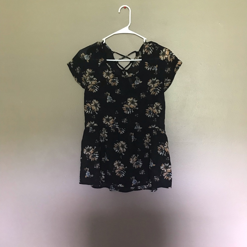 Black floral fancy top
